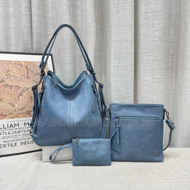 Royasoft 3in1 Blue Leather Ladies Handbag