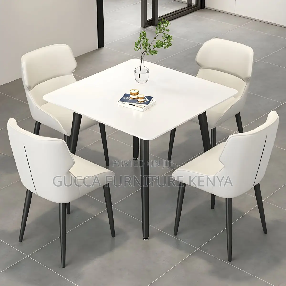 Dining Tables: 
Modern Square White Stone Dining Table