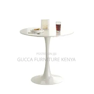 Dining Tables: Round Wood Dining Table With Iron Tulip Base