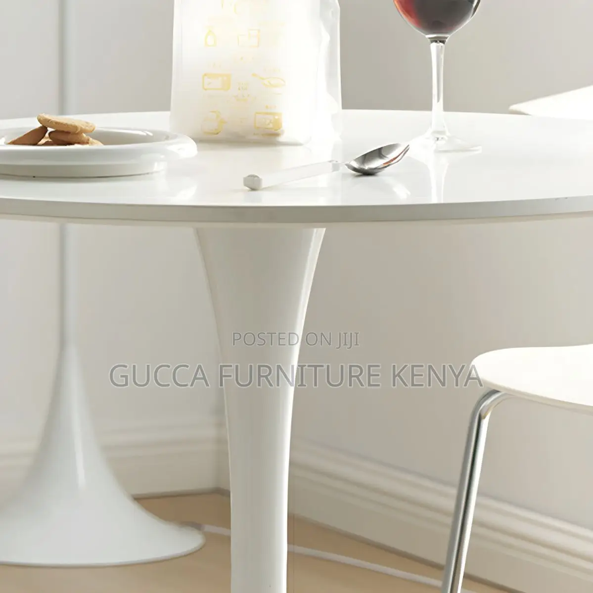 Dining Tables: Round Wood Dining Table With Iron Tulip Base