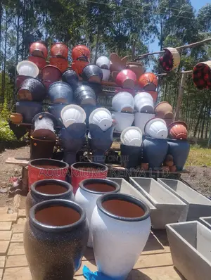Painted Clay Pots, Multiple Coloured Pots