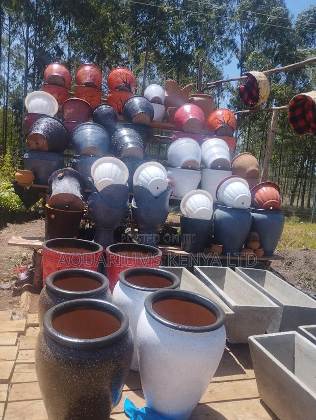 Painted Clay Pots, Multiple Coloured Pots