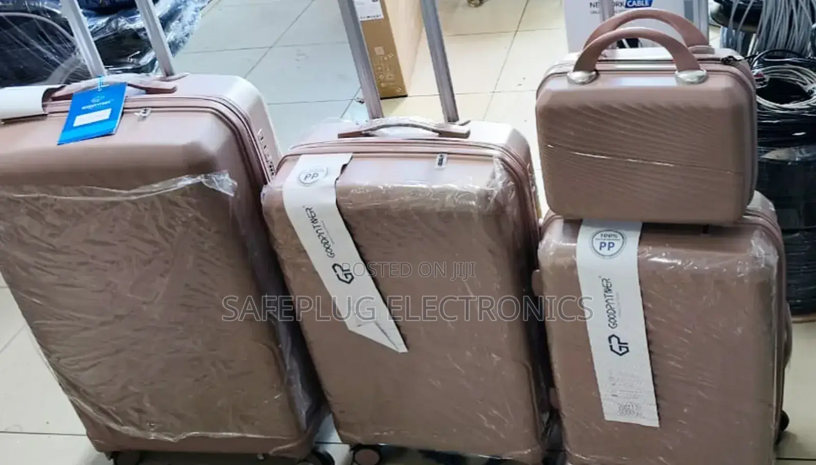 Size 4: Quality Rubber Suitcases 4 In1 Travel - Brown