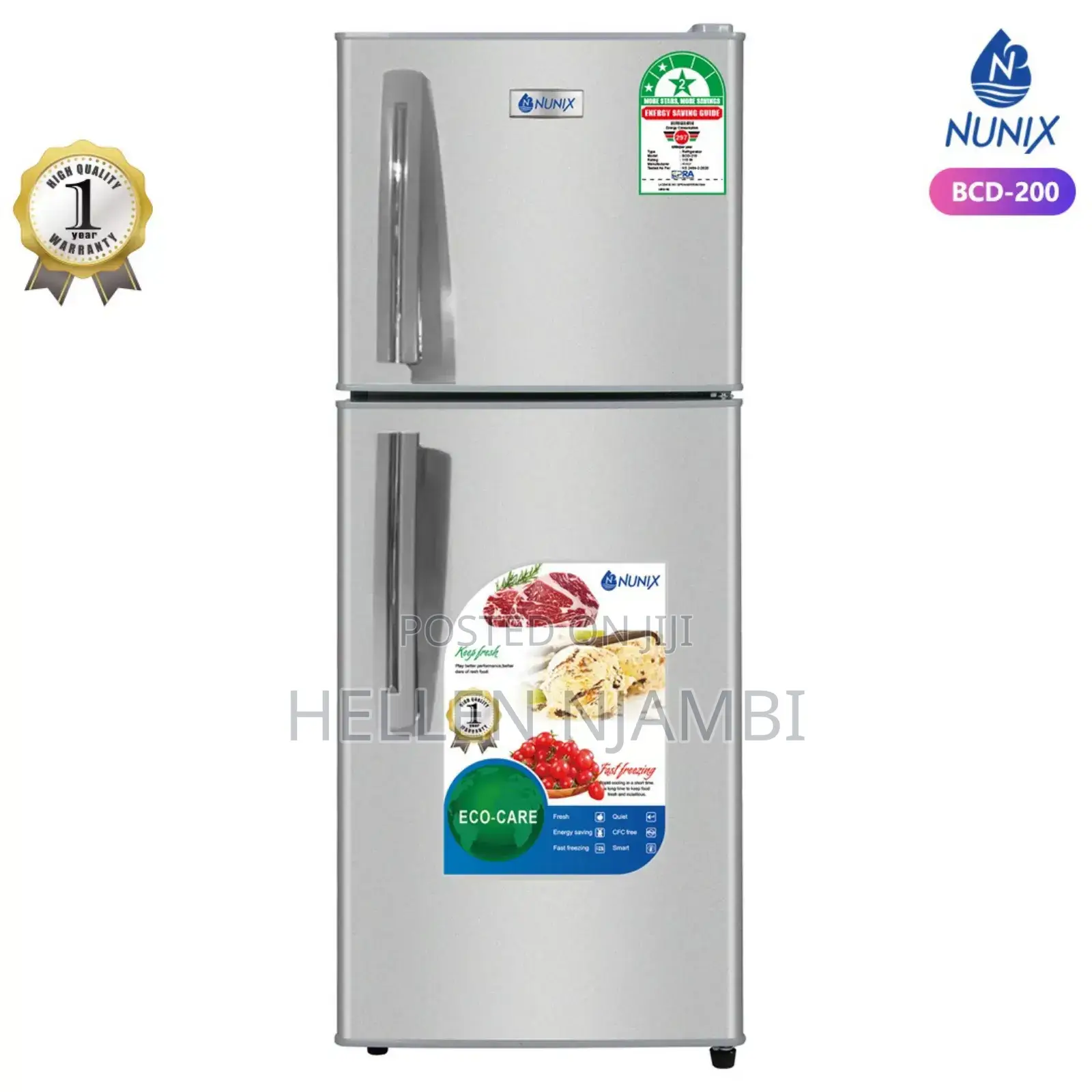 Nunix 210l Double Door Refrigerator