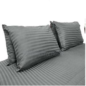 Dark Grey and White Stripped TC Bedsheet Set