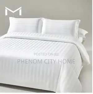 Dark Grey and White Stripped TC Bedsheet Set