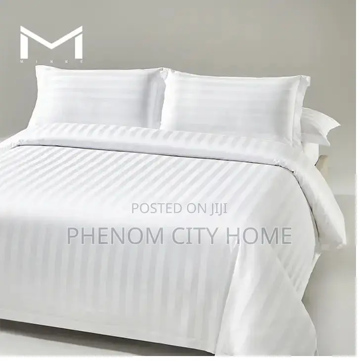 Dark Grey and White Stripped TC Bedsheet Set