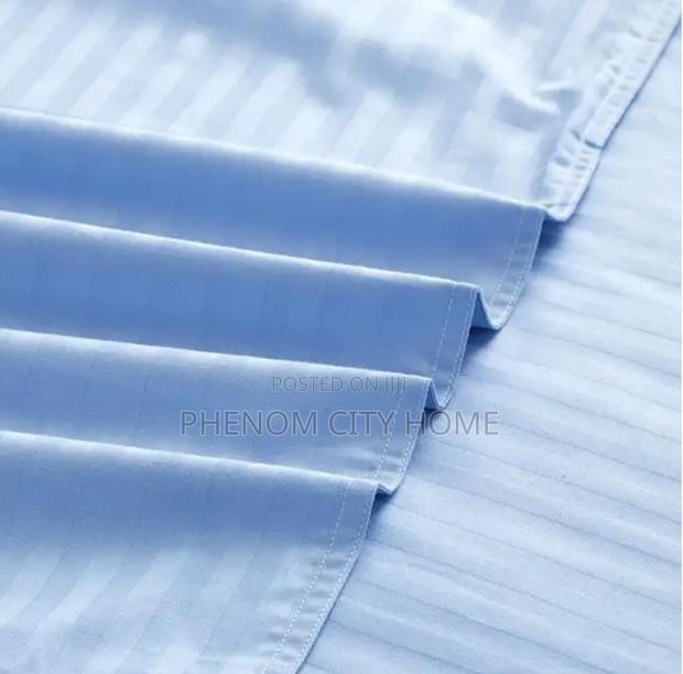 Skyblue Cotton Stripped Tc Bedsheet Set - thumbnail 2