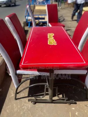 Red Executive Chairs With White Strip and Table