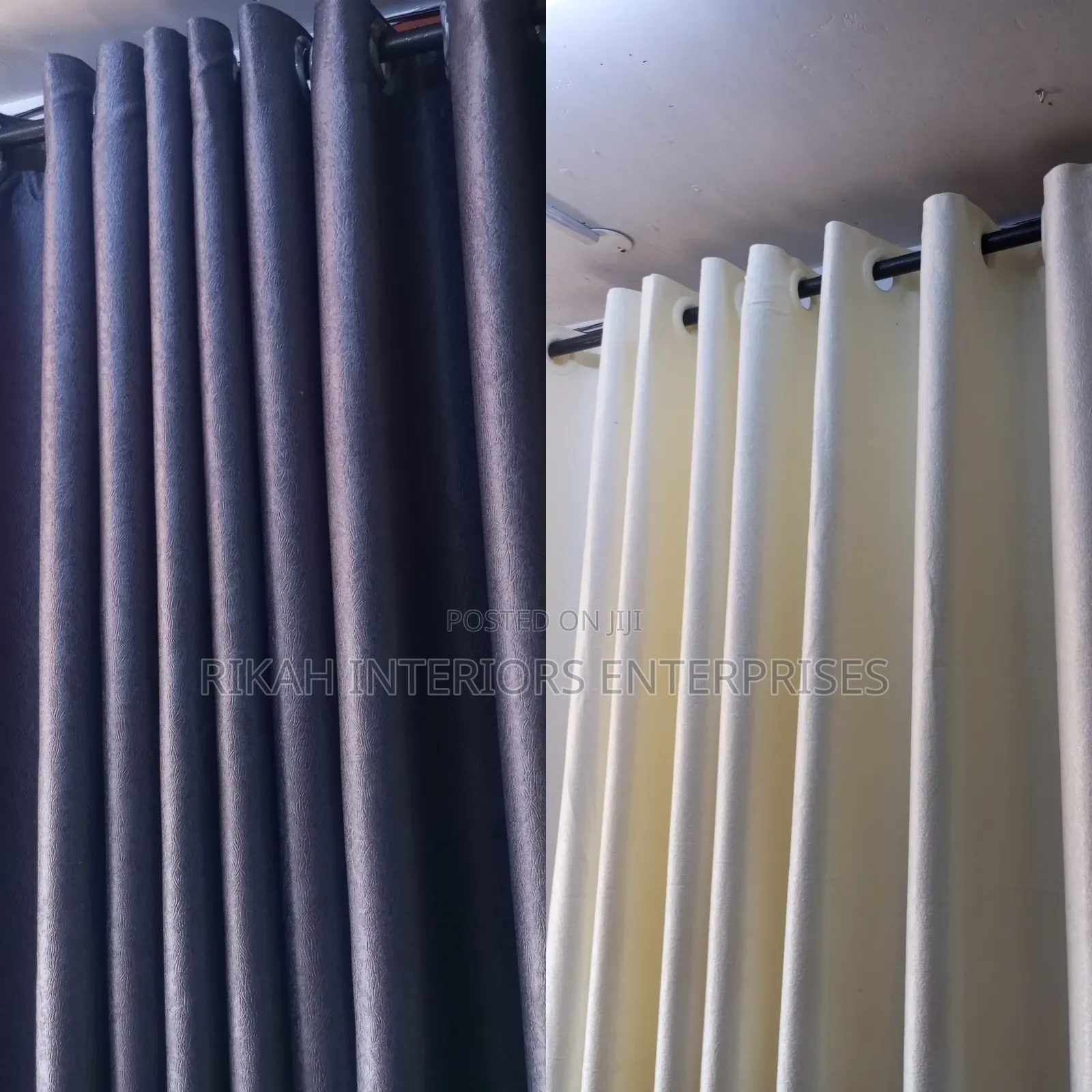 Dark Grey and Cream Curtains