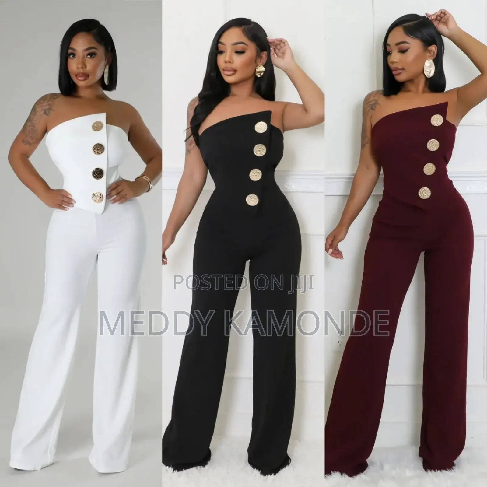 Designer White/Black/Red Jumpsuit