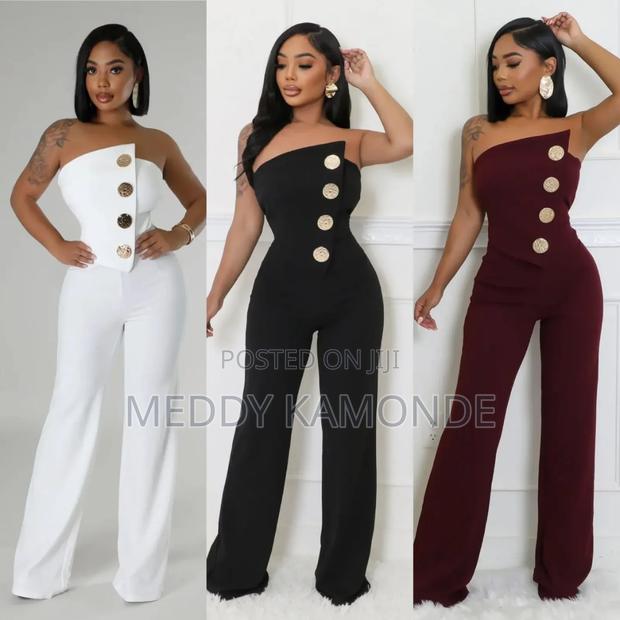 Designer White/Black/Red Jumpsuit - main view
