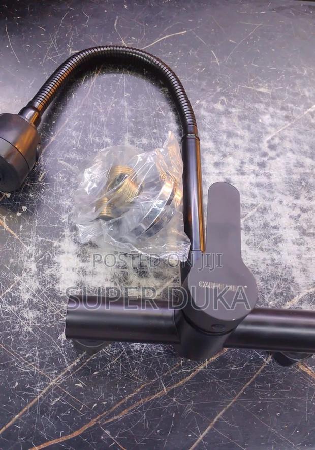 Black Wall Kitchen Mixer Tap. - main view