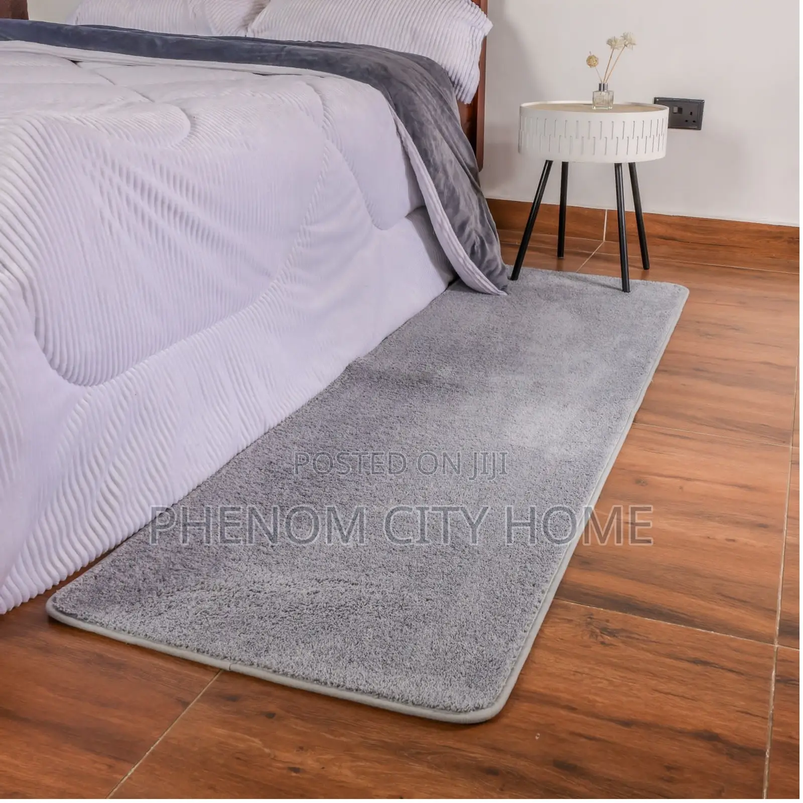 Grey Soft Fluffy Bedside Mats Available