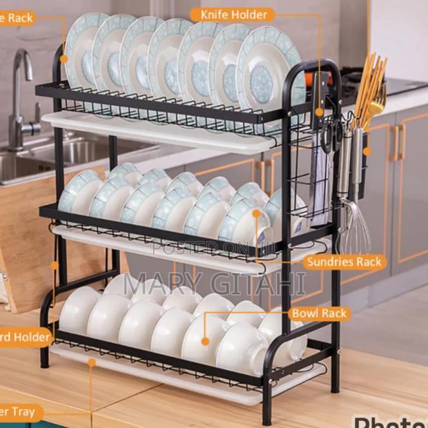 3 Tier Dish Rack With Cutlery Holder - main view