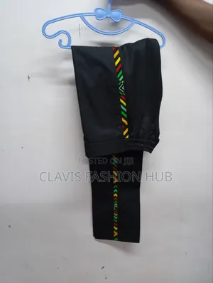 Black Trousers With Ankara Details