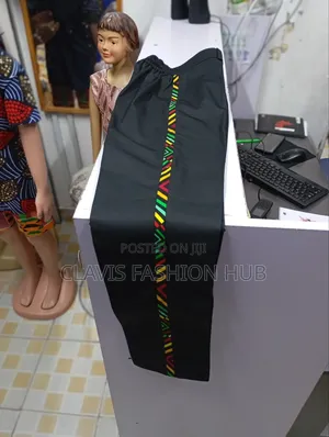 Black Trousers With Ankara Details