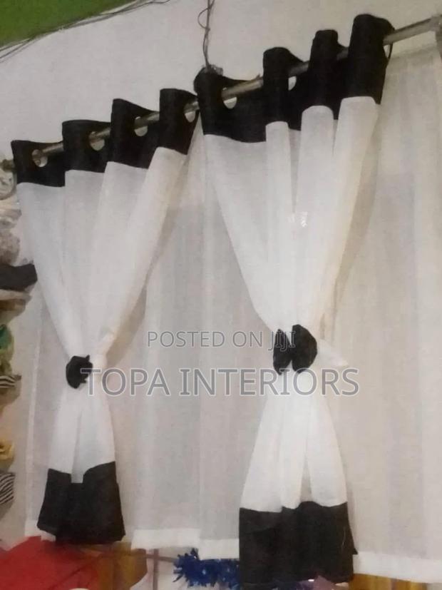 Black and White Short Customized Kitchen Window Curtains
