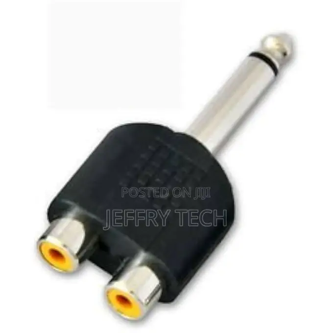 Audio Plug 6.35mm 1/4 Inch Mono Male to Dual 2 RCA Female J