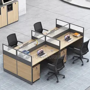 Workstations: Modern 4-Seater Executive Workstation Setup