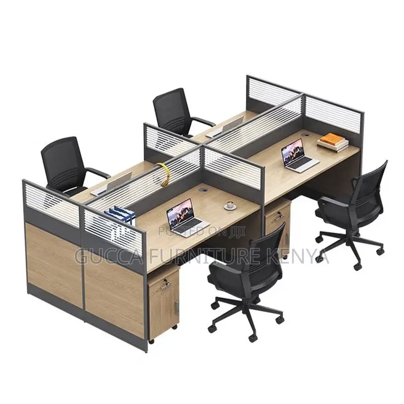 Workstations: Modern 4-Seater Executive Workstation Setup