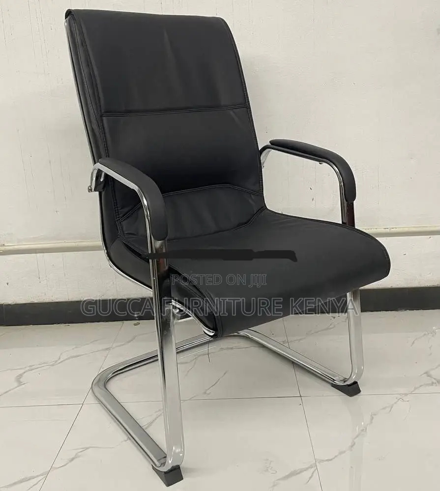 Office Chairs: High Back Leather Fixed Chair With Armrest