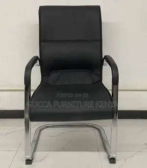 Office Chairs: High Back Leather Fixed Chair With Armrest