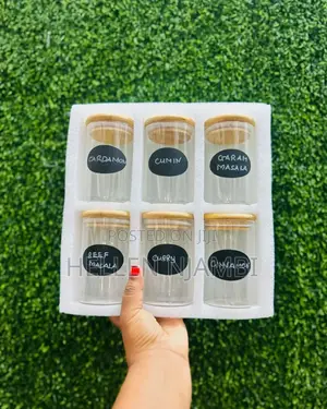 6 Pack Round Glass Jars With Bamboo Lid and Spoon