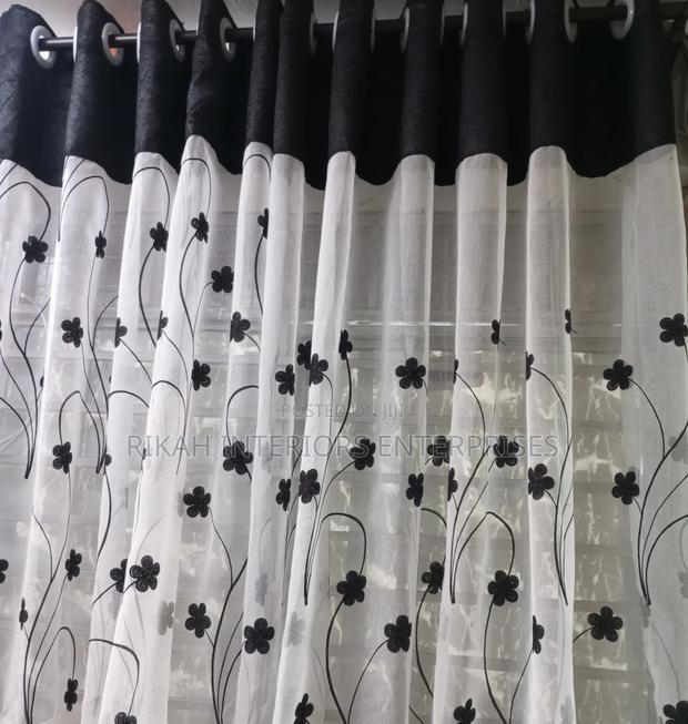 Floral Black and White Sheer