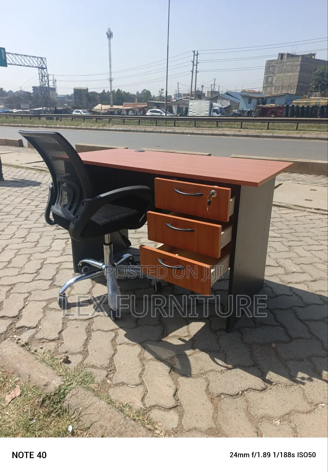 Browngrey Office Desk and Office Chair