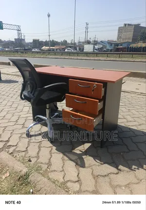 Browngrey Office Desk and Office Chair