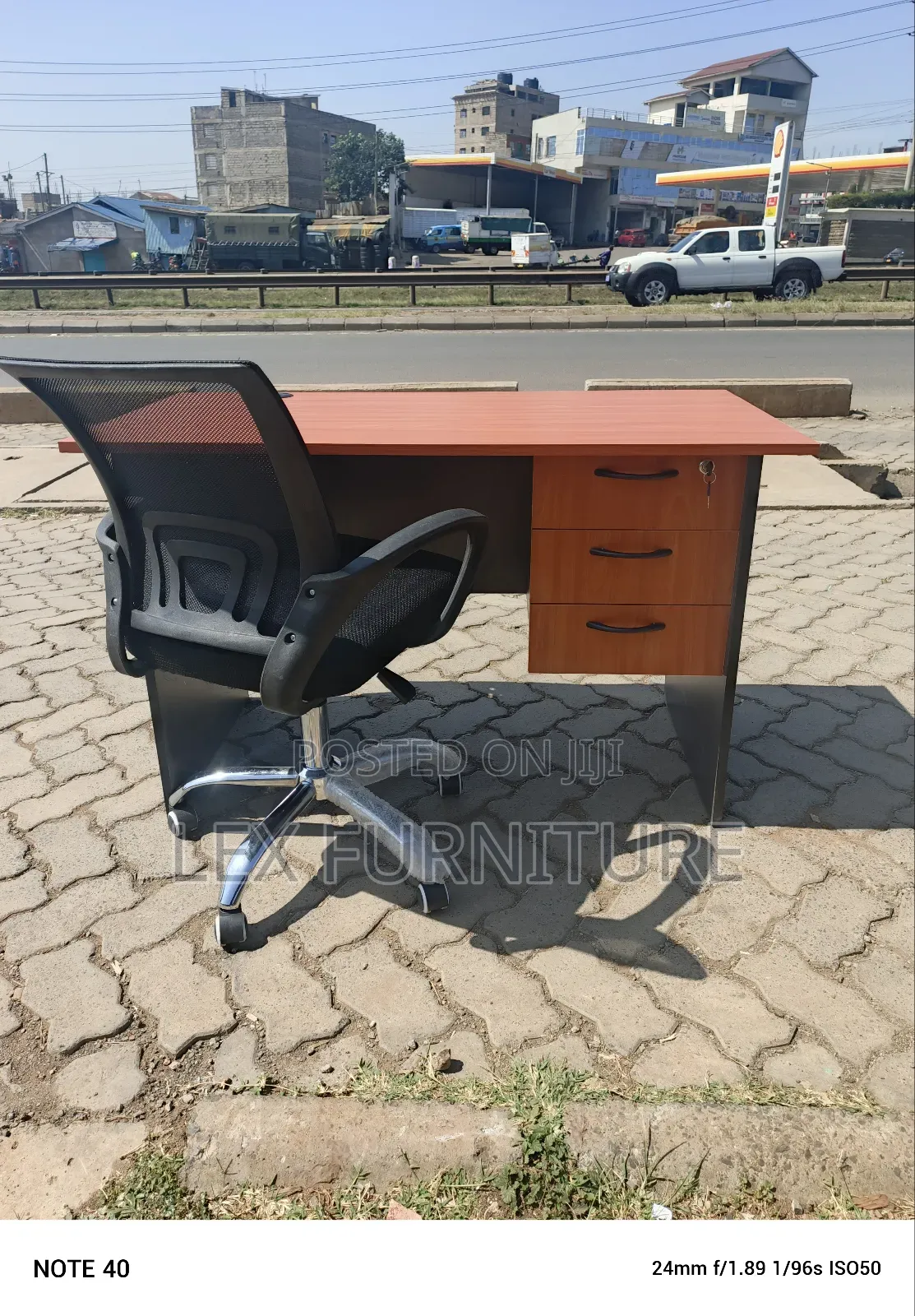 Cherry Grey Office Desk and Office Chair