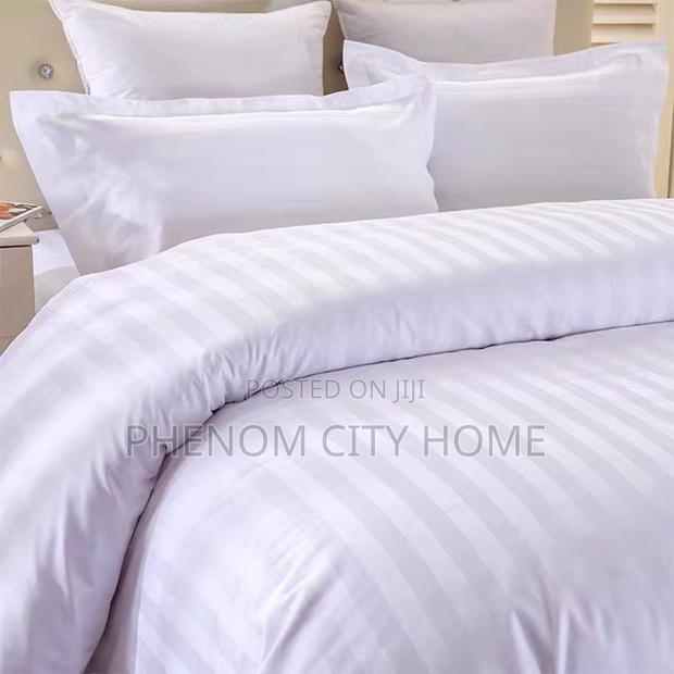White Stripped Cotton Duvet Cover Set - thumbnail 2