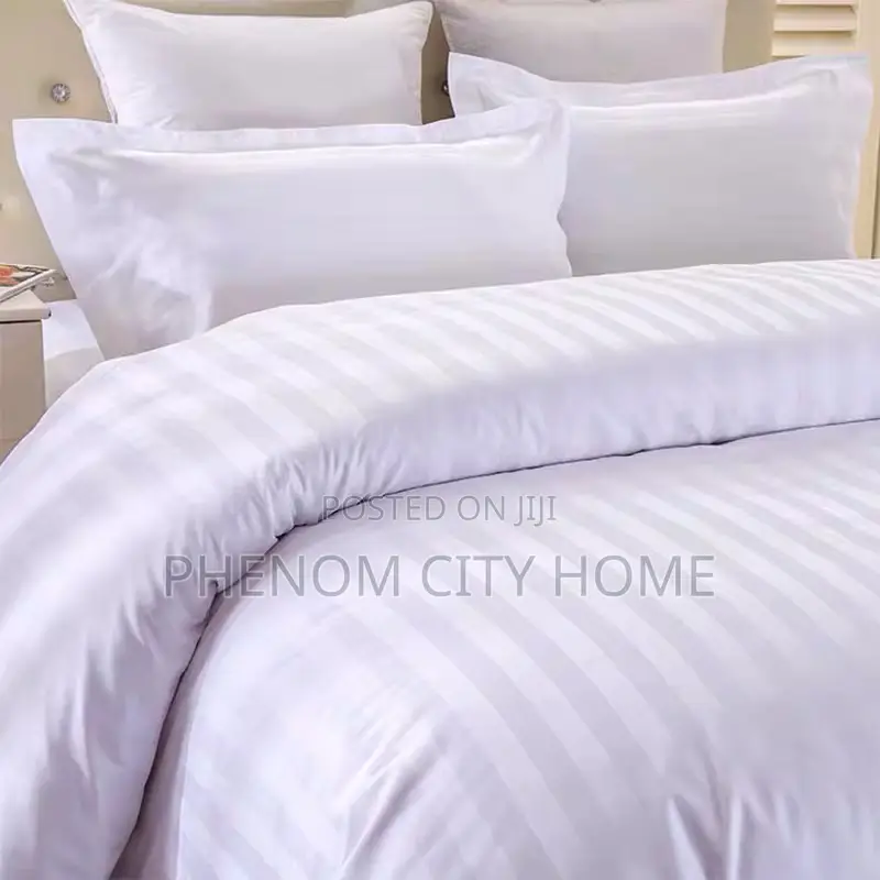 White Stripped Cotton Duvet Cover Set