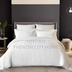 White Stripped Cotton Duvet Cover Set