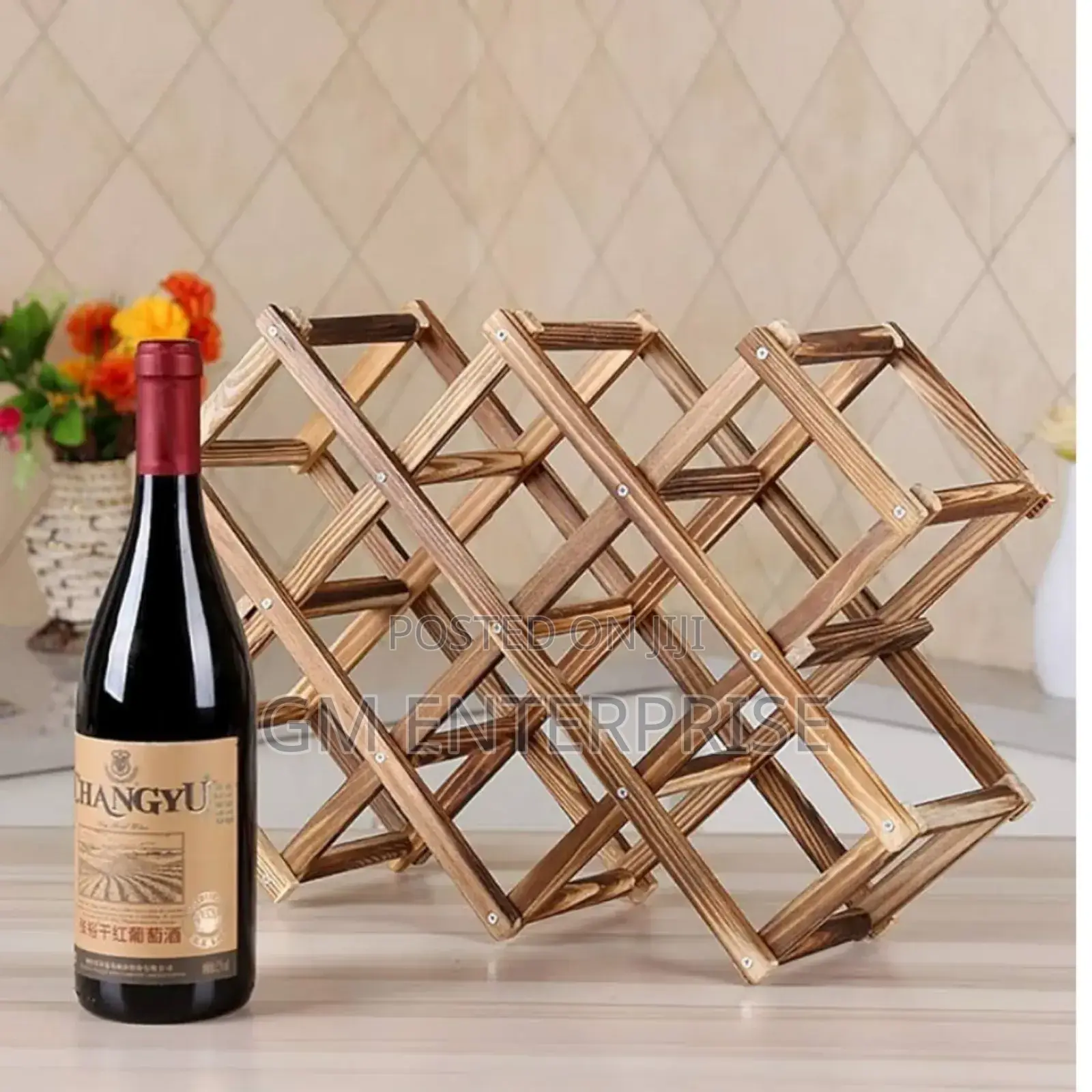Foldable 10 Slot Wooden Wine Bottle Rack