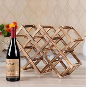 Foldable 10 Slot Wooden Wine Bottle Rack - thumbnail 2