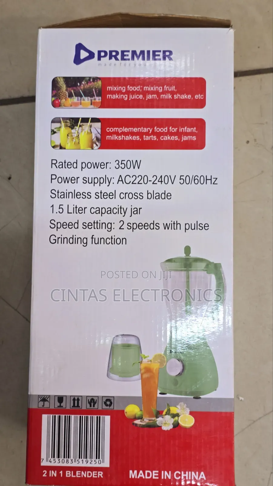 Premier PM-912BL 2 in 1 Blender 350W 1.5L