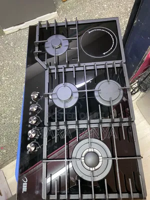 Khal 4 Gas(1 Wok) + 1 Electric Plate Hob,Black Glass 90cm