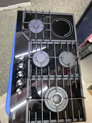 Khal 4 Gas(1 Wok) + 1 Electric Plate Hob,Black Glass 90cm