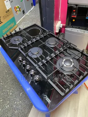 Khal 4 Gas(1 Wok) + 1 Electric Plate Hob,Black Glass 90cm