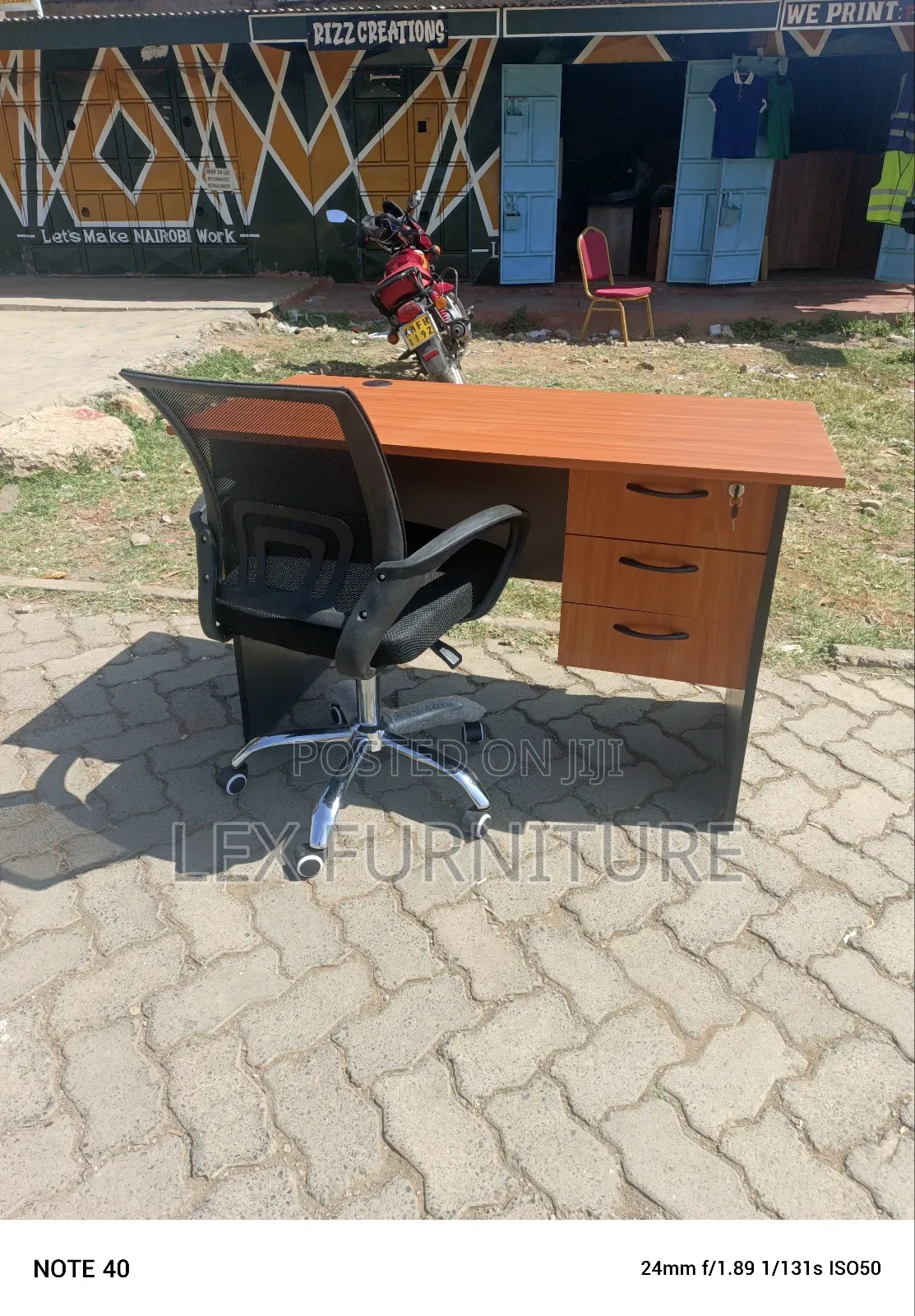 Secretarial Office Chair and Brown Cherry Office Desk
