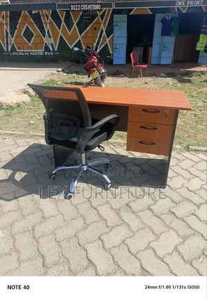Secretarial Office Chair and Brown Cherry Office Desk