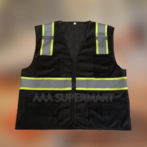 Heavy Double Striped Reflective Vest With Zip & Pockets - thumbnail 2