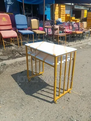 Manicure Table, Marble Top White and Gold 