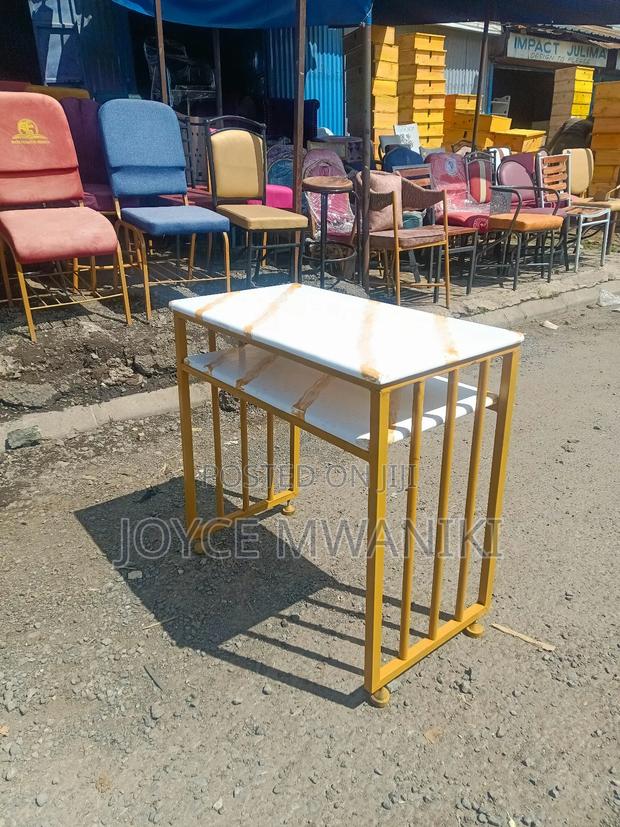 Manicure Table, Marble Top White and Gold - thumbnail 3