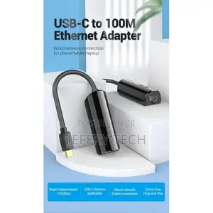 Vention USB-C to 100M Ethernet Adapter 0.15M(Black)