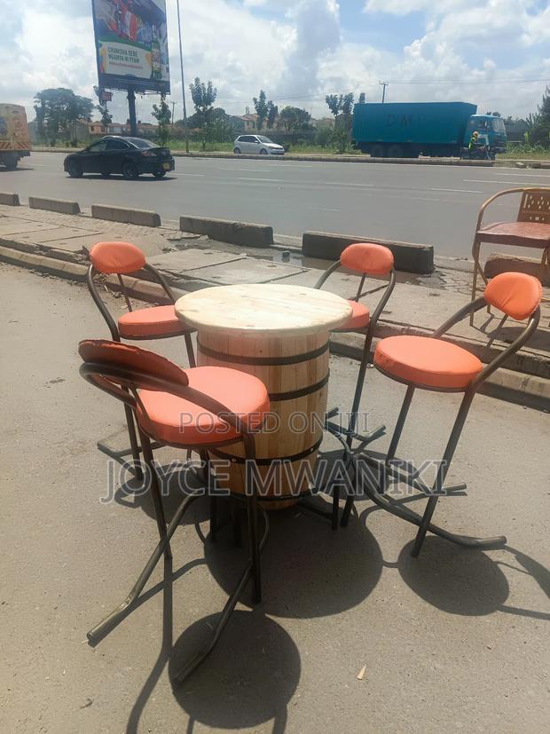 High Bar Chairs Set Orange Chairs With Barrel Table , - thumbnail 3