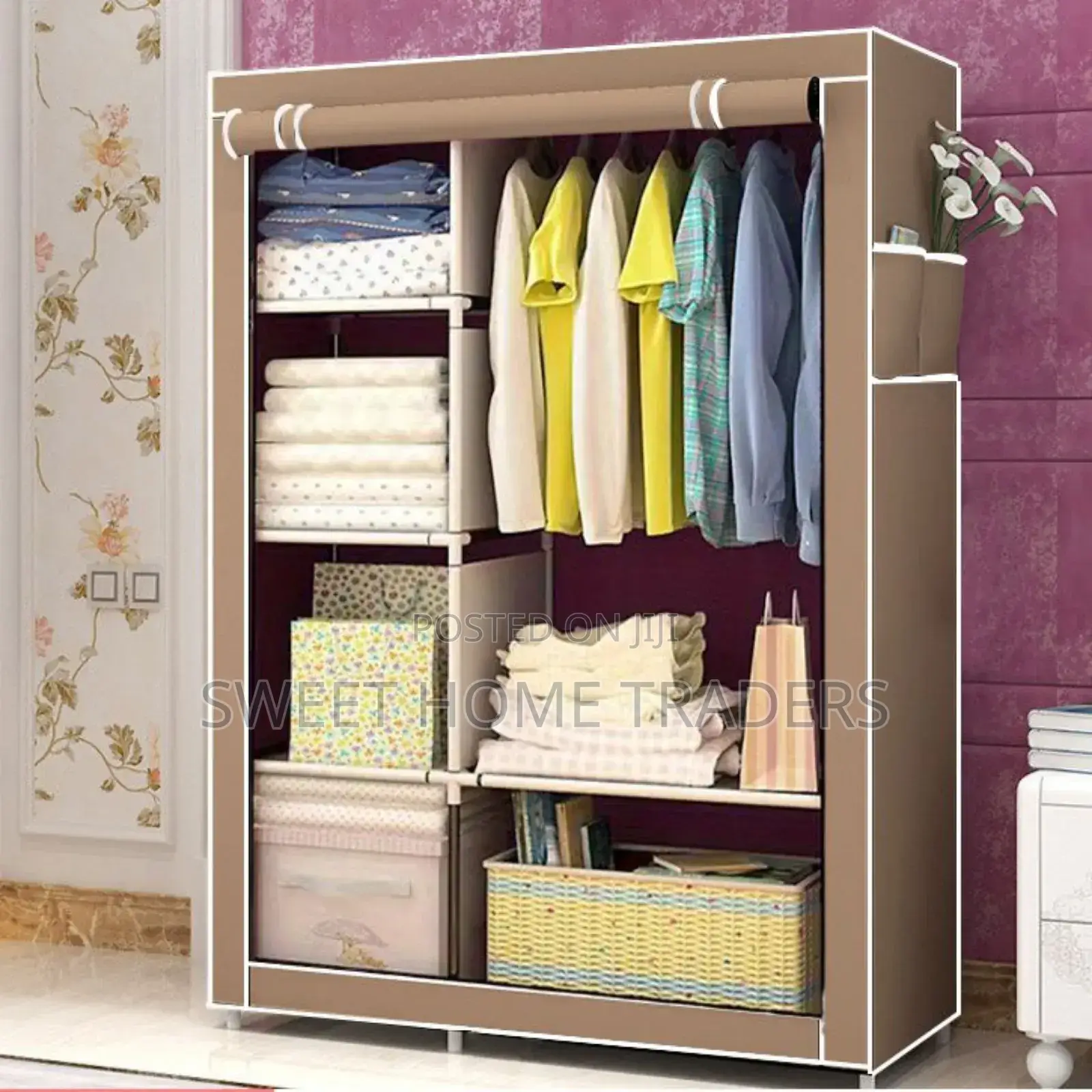 2 Column Mettallic Portable Wardrobe