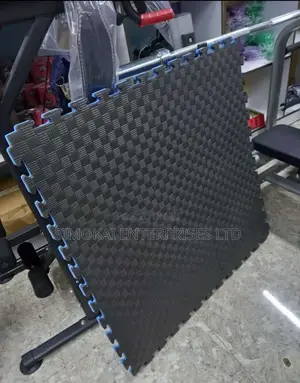 Blue and Black Interlocking Gym Floor Mats 20mm